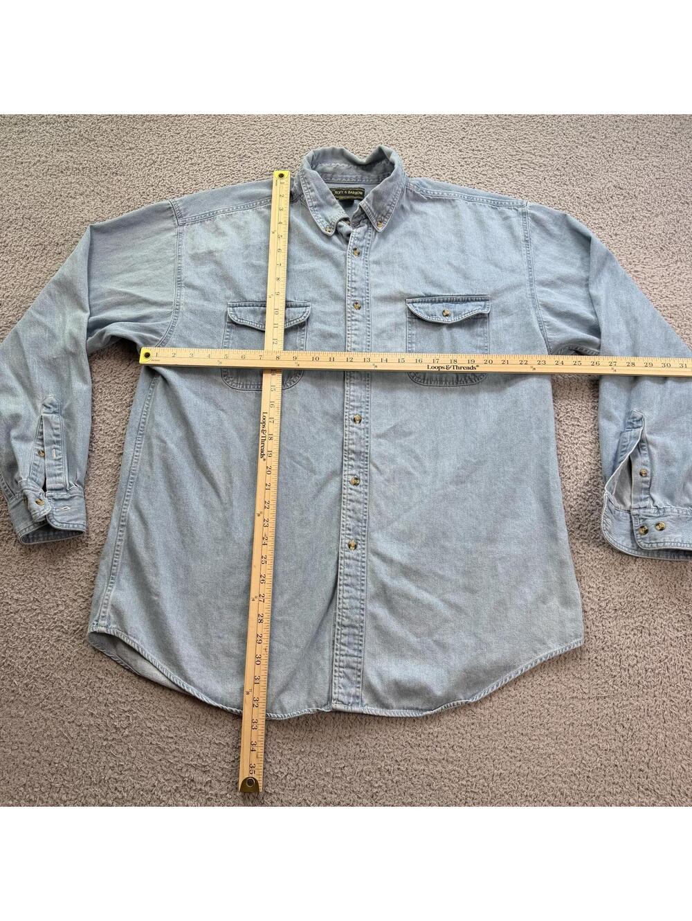 Vintage Croft & Barrow Light Wash Denim Button Up Shirt XXL Workwear Dadcore Y2K - Picture 3 of 5